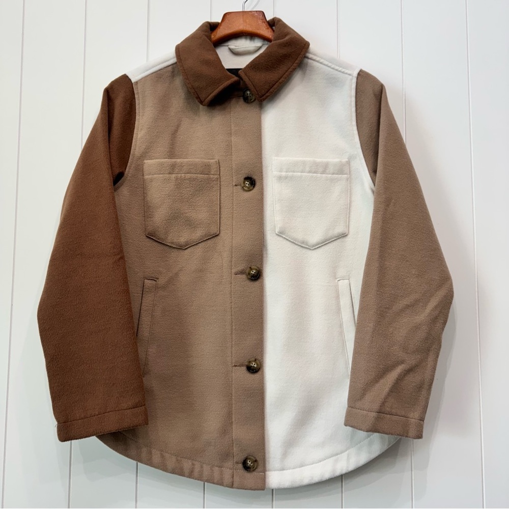 Hollister Women’s Oversized Shacket Size XS Tan Brown Button Down Front Pockets